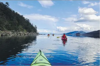  ?? PHOTOS: JOANNE BLAIN ?? Get out on the water in a kayak to see sea lions and seals off the coast of Mayne Island.