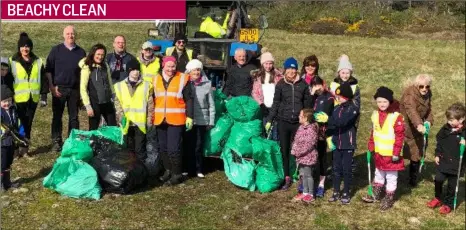  ??  ?? A beach clean up carried out at Rochmarsha­ll recently as part of An Taisce Spring Clean proved a great success. A group of 30 volunteers took part, collecting over 40 bags of rubbish from the coastline. The organisers would like to say a huge thank you to everyone that took part.