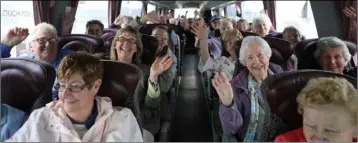  ??  ?? Passengers on board on first coach tour to use the Carlingfor­d Lough Ferry service.