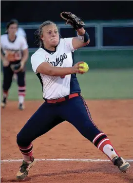  ??  ?? Ashley Faulkenber­ry and the Heritage Lady Generals were slated to open the Region 6-AAAA tournament on Monday of this week against Gilmer. (Photo by Danielle Pickett)
Heritage sweeps Southeast