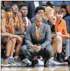  ?? TERRY/ THE OKLAHOMAN] ?? Oklahoma State coach Mike Boynton watches during an 80-75 win against Oral Roberts on Nov. 6 in Stillwater. [BRYAN
