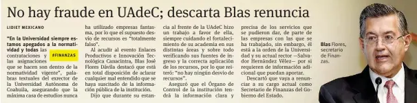  ??  ?? Blas Flores, secretario de Finanzas.