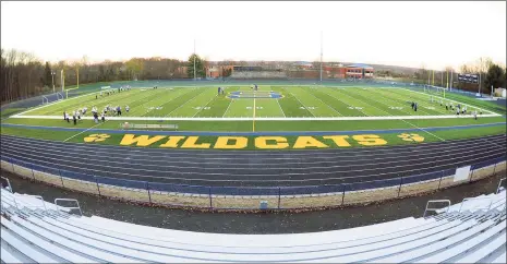  ?? Christian Abraham / Hearst Connecticu­t Media ?? A look at the Seymour High School’s artificial turf football field. The Wildcats will celebrate the 75th anniversar­y of the program with a ceremony on Oct. 29 in which a number of alumni are invited to attend.