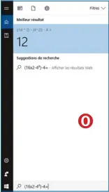  ??  ?? Poser l’opération dans le champ de recherche de Cortana pour qu’elle vous trouve la réponse en moins d’une seconde.  