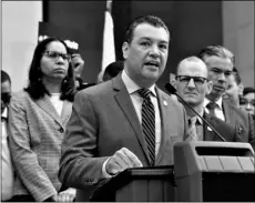  ?? AP Photo/Rich Pedroncell­i ?? In this 2019 file photo Secretary of State Alex Padilla talks during a news conference at the Capitol in Sacramento, Calif.