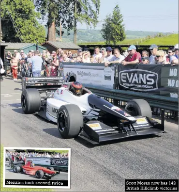  ??  ?? Menzies took second twice Scott Moran now has 142 British Hillclimb victories