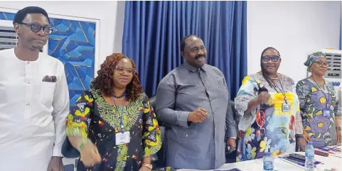  ?? ?? Director of Finance and Account, Nigeria Civil Aviation Authority ( NCAA), Olufemi Odukoya ( left); Director, Human Resource and Admin, NCAA , Dr Anastasia Gbem; Acting Director- General, NCAA, Capt. Chris Najomo; Director of Legal Services, Mary Tufano, and Director, Air Transport Regulation, Olayinka Babaoye- Iriobe, during a session with stakeholde­rs in Lagos, recently.