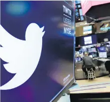  ??  ?? Twitter’s stock market value dropped by more than $6 billion Friday.