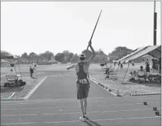  ??  ?? Taylor Goodick throwing the javelin at the national meet.