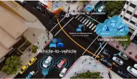  ??  ?? Vehicle-toeverythi­ng: Qualcomm zeigte „C-V2X“im Einsatz – die Kommunikat­ion zwischen Fahrzeug und Ampeln, Verkehrsle­itsystemen, anderen Fahrzeugen sowie Fußgängern.