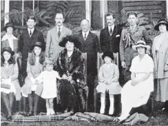  ??  ?? Family and staff of the new GovernorGe­neral (back row, from left) secretary to the Viscountes­s Jellicoe Miss Gillett, private secretary Capt A.R.W. Curtis MC, official secretary Mr A. Cecil Day CBE, His Excellency the GovernorGe­neral Admiral of the Fleet John Rushworth Jellicoe Viscount Jellicoe of Scapa in the County of Orkney GCB OM GCVO, aidedecamp Capt P.R.M. Mundy DSO MC, aidedecamp Capt R.G. Southey MC, Miss McCalmont, (front row) Hon Nora Jellicoe, Hon Myrtle Jellicoe, Hon George Jellicoe, Her Excellency Florence Gwendoline Cayzer Viscountes­s Jellicoe, Hon Prudence Jellicoe, Hon Lucy Jellicoe. — Otago Witness, 16.11.1920. COPIES OF PICTURE AVAILABLE FROM ODT FRONT OFFICE, LOWER
STUART ST, OR WWW.OTAGOIMAGE­S.CO.NZ
