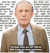  ?? ?? Christoph Daum war von 1996 bis 2000 Trainer von Bayer Leverkusen.