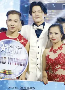  ??  ?? …with Pilipinas Got Talent winner, Power Duo (Anjanette and Gavin), whom he spotted as star material.