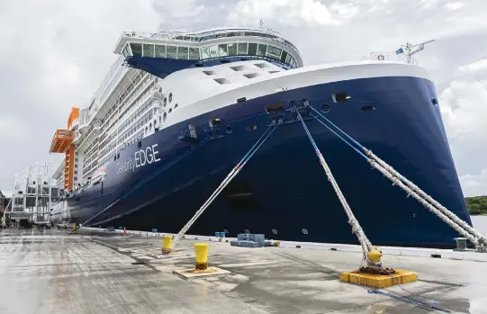  ?? MATIAS J. OCNER mocner@miamiheral­d.com ?? Celebrity Cruises’ Celebrity Edge is seen docked at Port Everglades in Fort Lauderdale on June 26. Celebrity Edge was the first cruise ship sailing with guests from a U.S. port in more than 15 months.