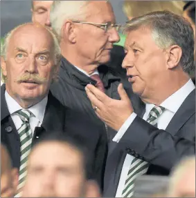  ??  ?? EURO WARNING: Celtic chief executive Peter Lawwell (right) with owner Dermot Desmond.