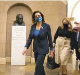  ?? STEFANI REYNOLDS GETTY IMAGES ?? Speaker of the House Nancy Pelosi imposed new safety measures on House members Tuesday, including metal detectors outside the chamber.