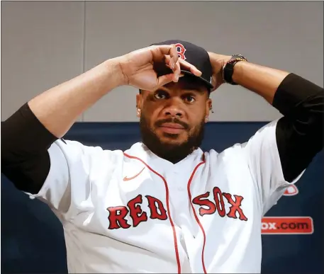  ?? STAFF PHOTO BY NANCY LANE — MEDIANEWS GROUP/BOSTON HERALD ?? The Boston Red Sox introduce new relief pitcher Kenley Jansen on Tuesday,Dec. 13, 2022 in Boston.