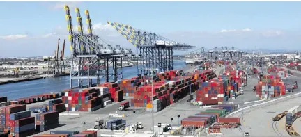  ??  ?? Shipping containers at the Port of Los Angeles in San Pedro, California. China is set to levy tariffs on a range of US goods.