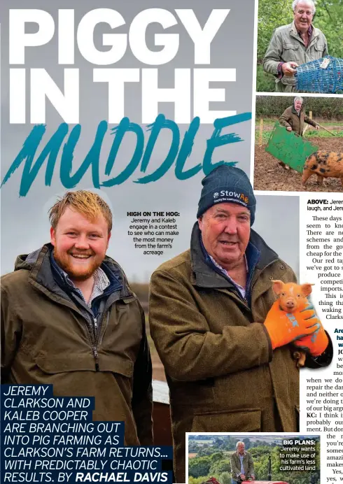  ?? ?? HIGH ON THE HOG: Jeremy and Kaleb engage in a contest to see who can make the most money from the farm’s acreage