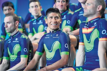  ??  ?? CON NAIRO QUINTANA A LA cabeza como líder, este es el equipo Movistar Team, que afrontará la temporada 2017, comenzando hoy, con la Vuelta a Mallorca.