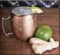  ??  ?? Make sure your Moscow mule is served in a copper cup lined with a different type of metal.