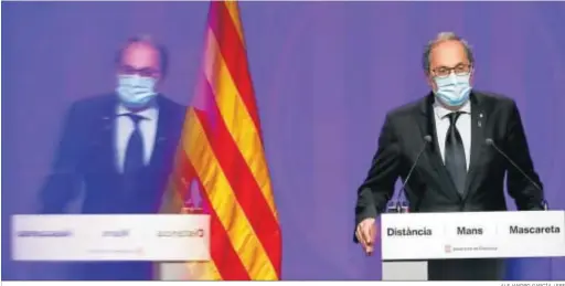  ?? ALEJANDRO GARCÍA / EFE ?? Torra, ayer en su rueda de prensa tras la reunión del Gobierno catalán.