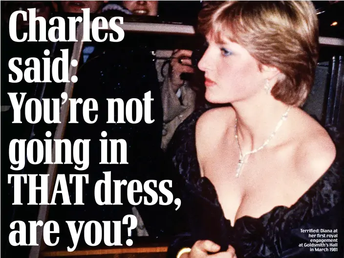  ??  ?? Terrified: Diana at her first royal engagement at Goldsmith’s Hall in March 1981