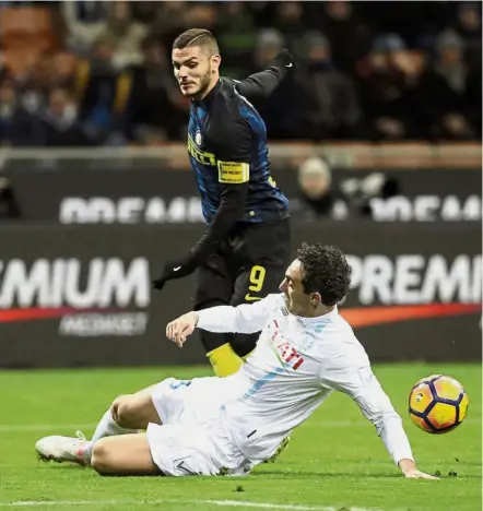  ??  ?? Good news: Mauro Icardi (top) will return to action for Inter Milan after a two-game ban. — AP