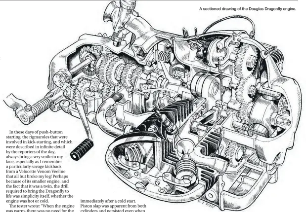  ??  ?? A sectioned drawing of the Douglas Dragonfly engine.