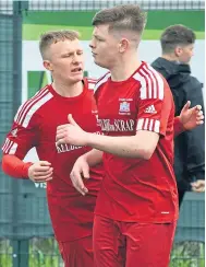  ?? ?? Goal celebratio­n for Broughty Athletic.