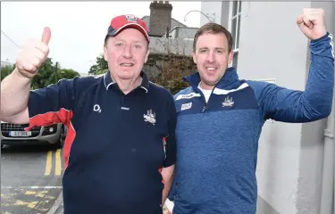  ??  ?? Versatile Kanturk sportsmen Francis O’Mahony and Brendan Cotter were hoping for a Cork win last Sunday.