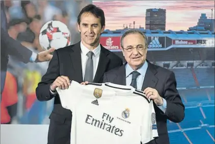  ?? FOTO: GETTY ?? Florentino Pérez, el día de la presentaci­ón de Julen Lopetegui Al técnico vasco no le trajo nada de lo que pidió el pasado verano