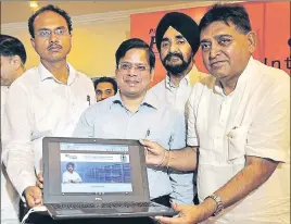  ?? HT PHOTO ?? Industry and commerce minister Sunder Sham Arora launching ‘Business First’ portal in Jalandhar on Thursday.