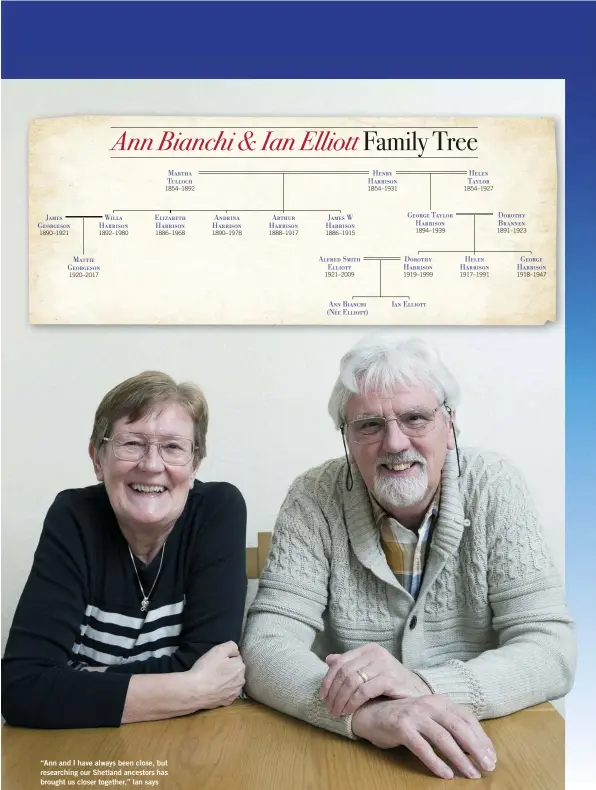  ??  ?? “Ann and I have always been close, but researchin­g our Shetland ancestors has brought us closer together,” Ian says