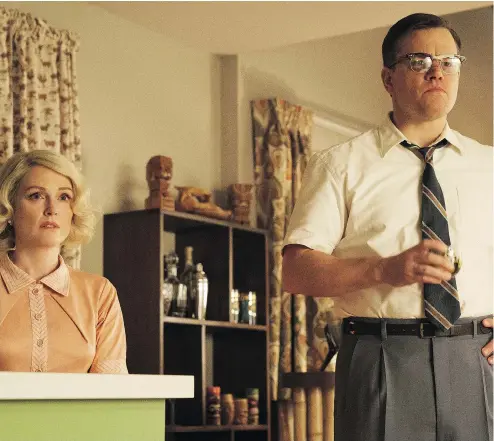  ??  ?? Julianne Moore and Matt Damon star as Rose and Gardner Lodge, the parents of a nuclear family, in Suburbicon. PHOTOS: HILARY BRONWYN GAYLE / PARAMOUNT PICTURES VIA THE ASSOCIATED PRESS