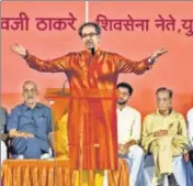  ?? PTI ?? Shiv Sena chief Uddhav Thackeray addresses a gathering during Dussehra rally at Shivaji Park in Mumbai on Tuesday.