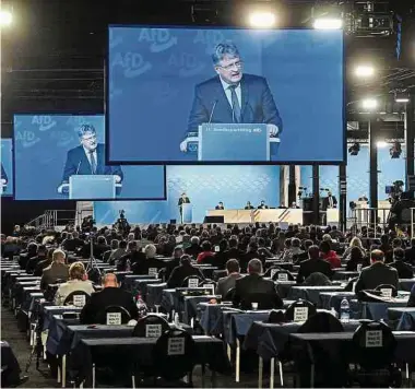  ?? Foto: AFP ?? Überlagert wurde der AfD-Parteitag vom Wochenende von einer Brandrede ihres Vorsitzend­en Jörg Meuthen, der die Partei in zwei Lager spaltet.