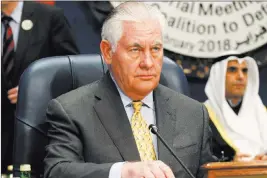  ?? Jon Gambrell ?? The Associated Press Secretary of State Rex Tillerson prepares for a meeting in Kuwait City on Tuesday of a U.s.-led coalition fighting against the Islamic State group in the Middle East.