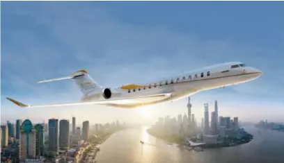  ??  ?? Bombardier Global 7500’s flexible cabin plan could include a dining and living/ conference area with a table that folds out for up to six people, and a master suite with queen bed with storage and an en-suite bathroom with shower.