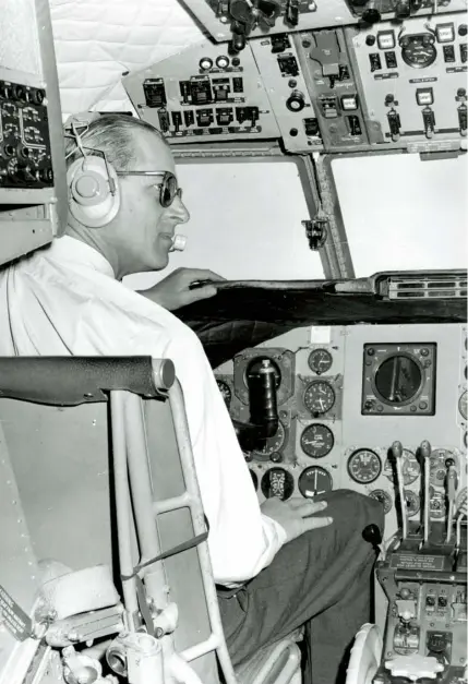  ??  ?? 21 February 1962: Prince Philip piloted the plane himself during much of his two-month tour of South America. His co-pilot was Peter Middleton, the Duchess of Cambridge’s grandfathe­r