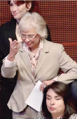  ??  ?? MENSAJE. Olga Sánchez Cordero, ayer, en el Senado.