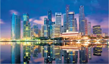  ??  ?? Singapore’s financial district: average gearing for trusts in the Asian property market was 45pc over the past five years