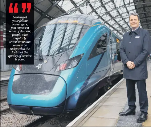  ?? PICTURE: PHILIP OLDHAM. ?? INVESTMENT: Leo Goodwin, managing director of TransPenni­ne Express, with one of the newly-launched £500m Nova trains.