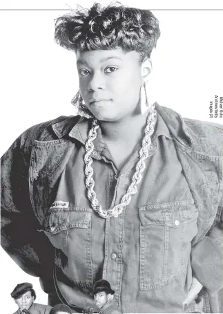  ??  ?? Roxanne Shante, circa 1988, was a female rap pioneer. She put the group UTFO (left) in its place with “Roxanne’s Revenge,” a hip-hop response to the Brooklyn crew’s “Roxanne, Roxanne,” about a girl who’s “all stuck up.”