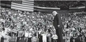  ?? Evan Vucci / Associated Press ?? President Donald Trump blows a kiss as he arrives for an Oct. 22 campaign rally at Toyota Center. Has the GOP given up its values for a cult?