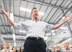  ??  ?? CRUSADE: David Cameron addresses workers at Kelvin Hughes Voltage in London.