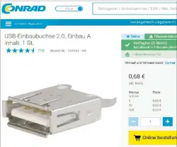  ??  ?? Weniger als einen Euro kostet eine solche neue Usb-buchse, die sich sowohl zum Einbau an der Gehäusefro­nt als auch anderswo eignet.