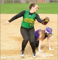  ?? File photo by Ernest A. Brown ?? North Smithfield’s Hope Trowbridge (13) hit a key double in the 11th inning to help the Northmen beat Barrington, 16-15.