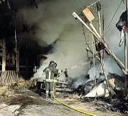  ?? ?? Schio L’incendio alla fattoria ( foto dei vigili del fuoco)