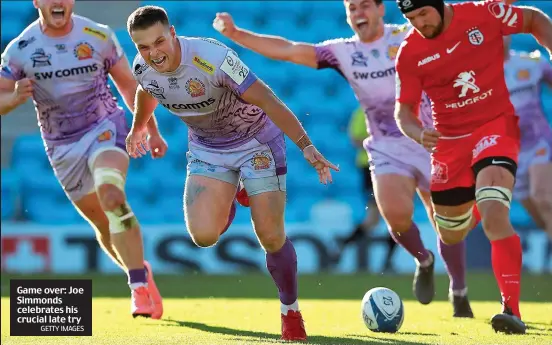  ?? GETTY IMAGES ?? Game over: Joe Simmonds celebrates his crucial late try